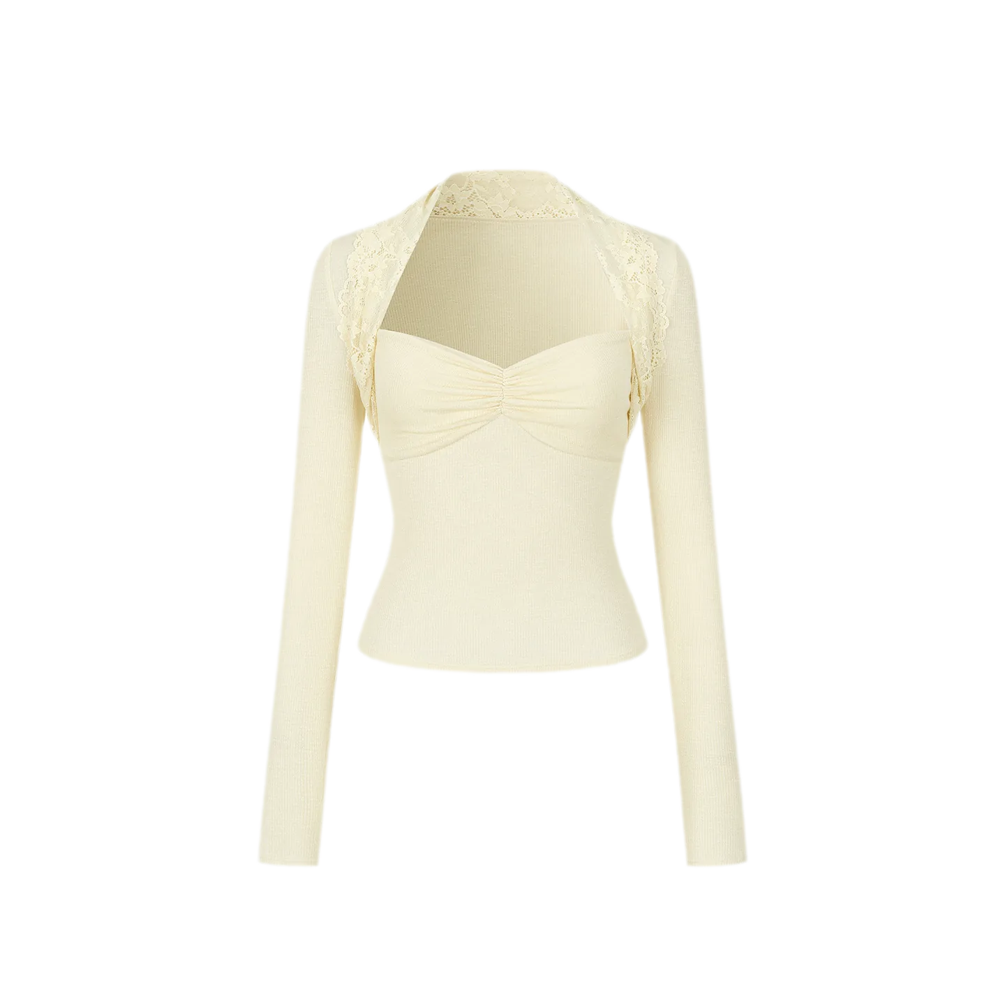 Ruched Lace Layered Top