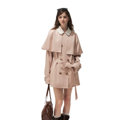 Crochet Cape Trench Coat