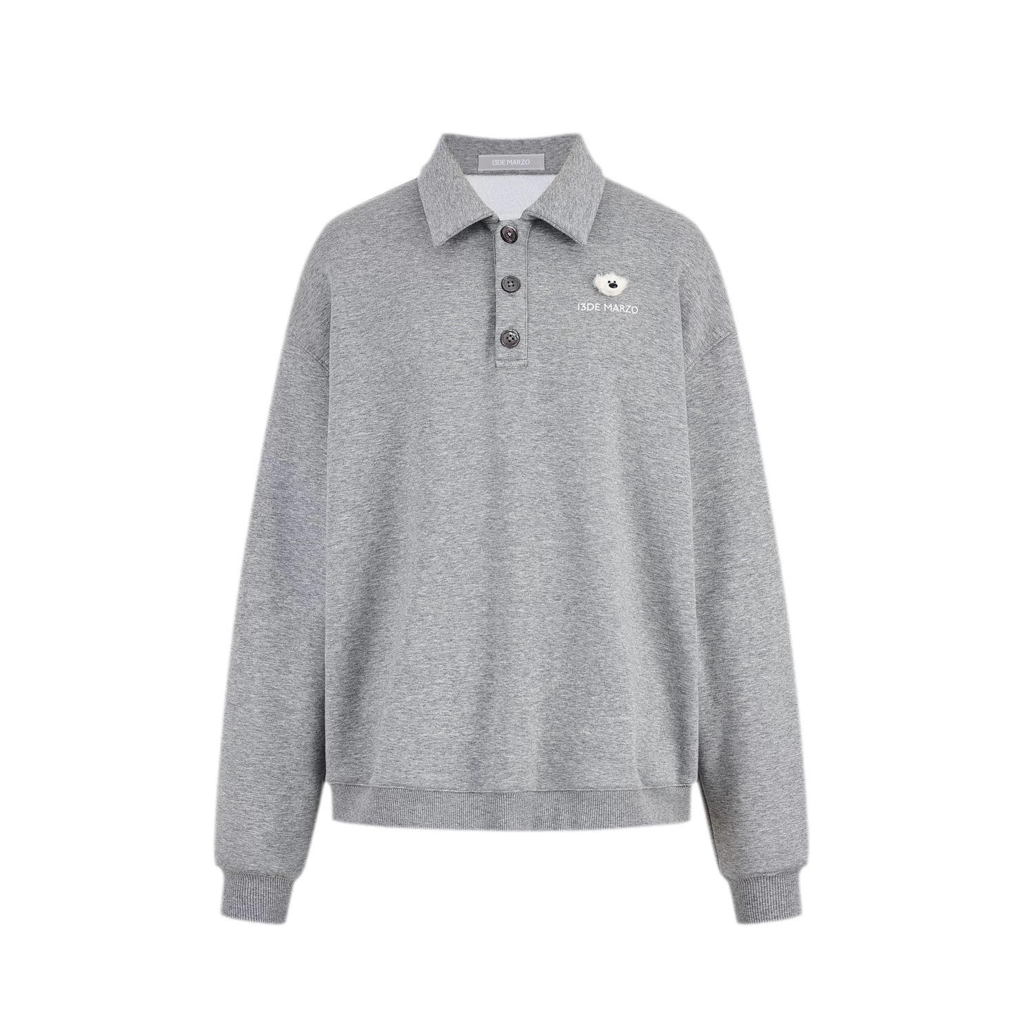 Textured Loose Polo Sweatshirt
