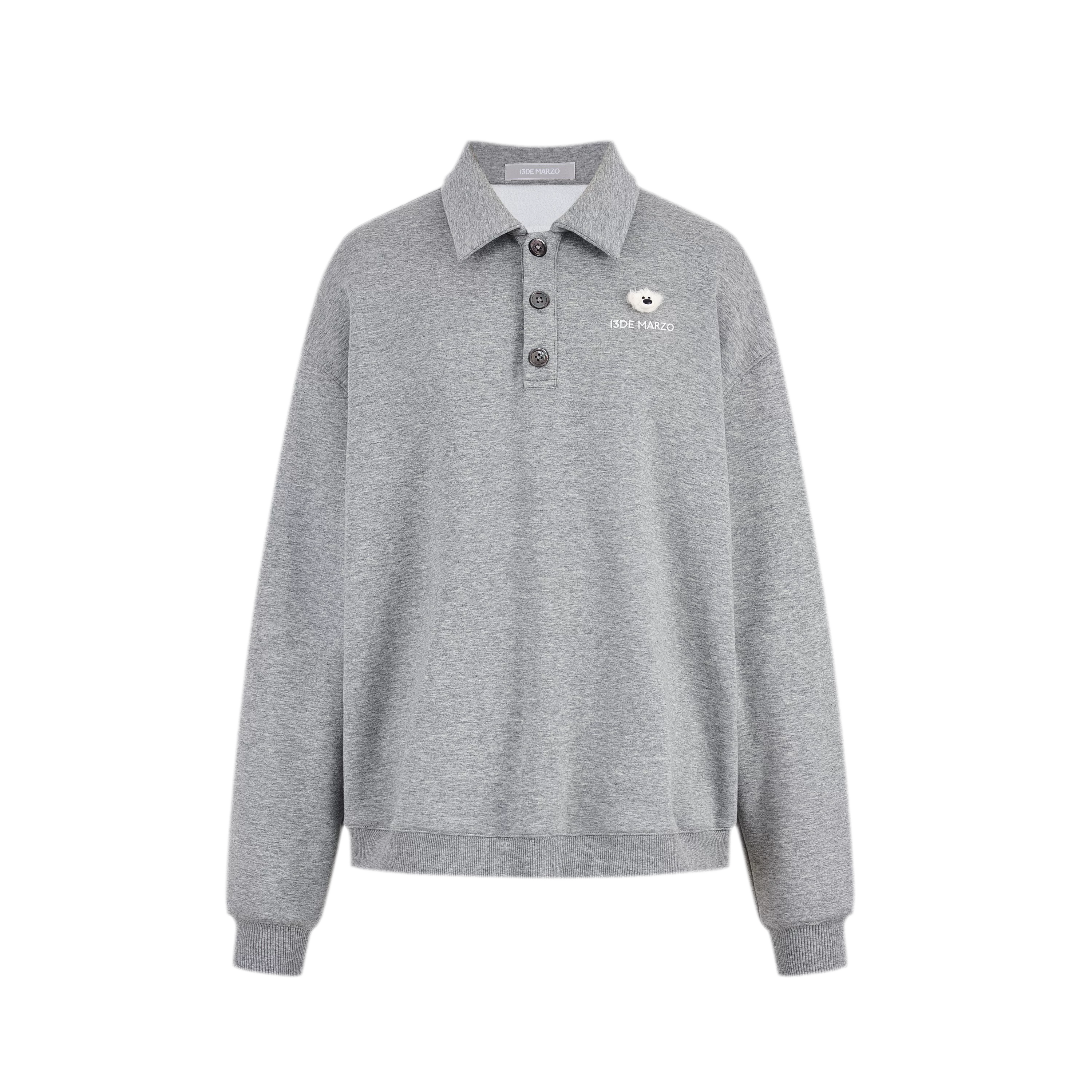 Textured Loose Polo Sweatshirt