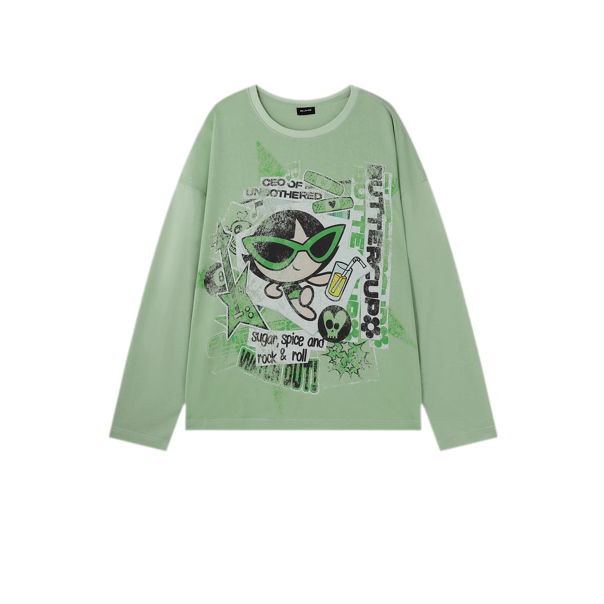 Distressed Print Long-Sleeve T-Shirt