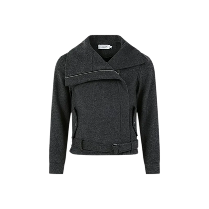 Merino Wool Cropped Belted Jacket