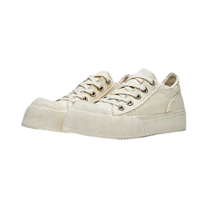 Distressed Platform Canvas Sneakers