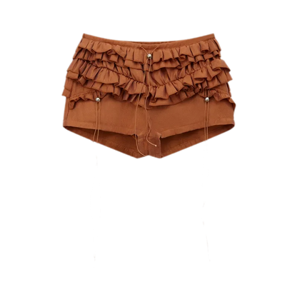Layered Ruffle Low-Rise Shorts