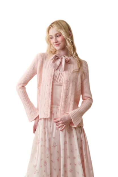 Soft Wool Ribbon Cardigan