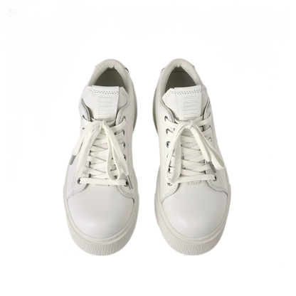 Sculptural Leather Thick-Soled Sneakers