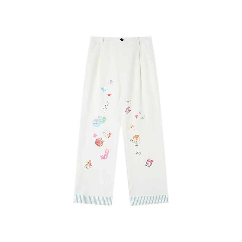 Cute Dog Sticker Cuffed Pants