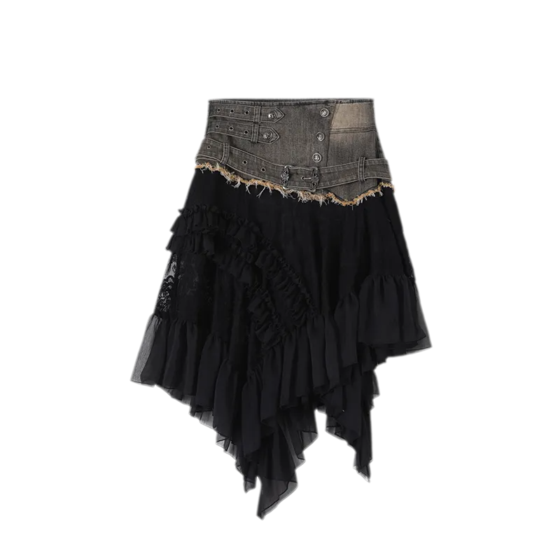 Lace Patchwork Tulle Skirt