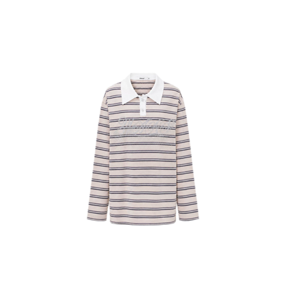 Contrast Stripe Loose Polo Shirt