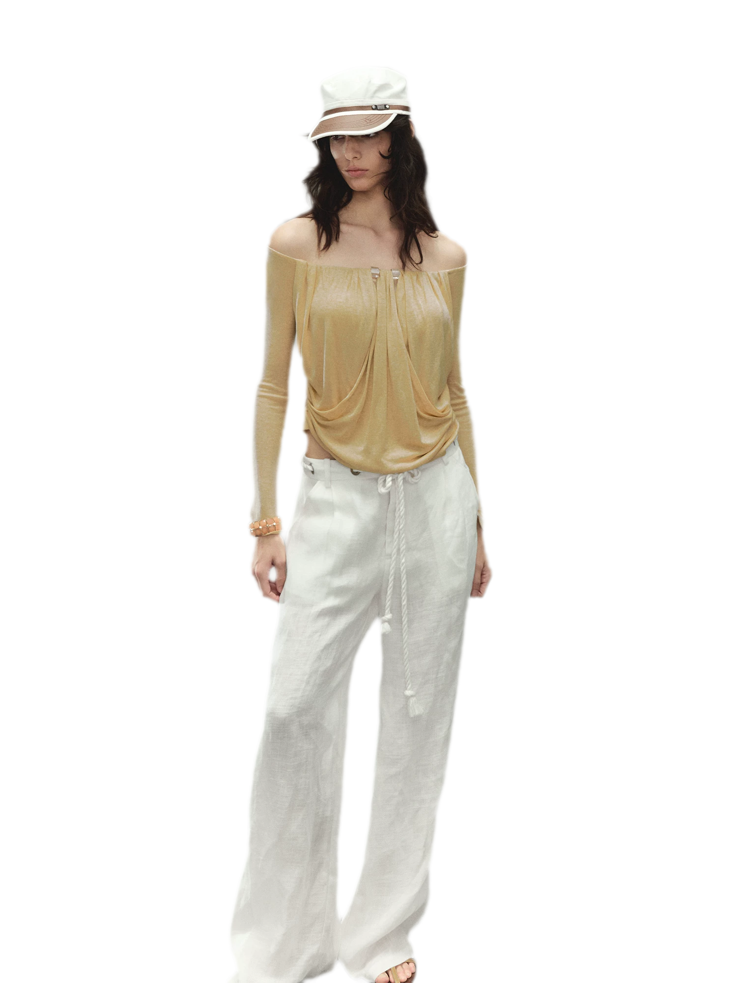 Tencel Wool Off-Shoulder Top