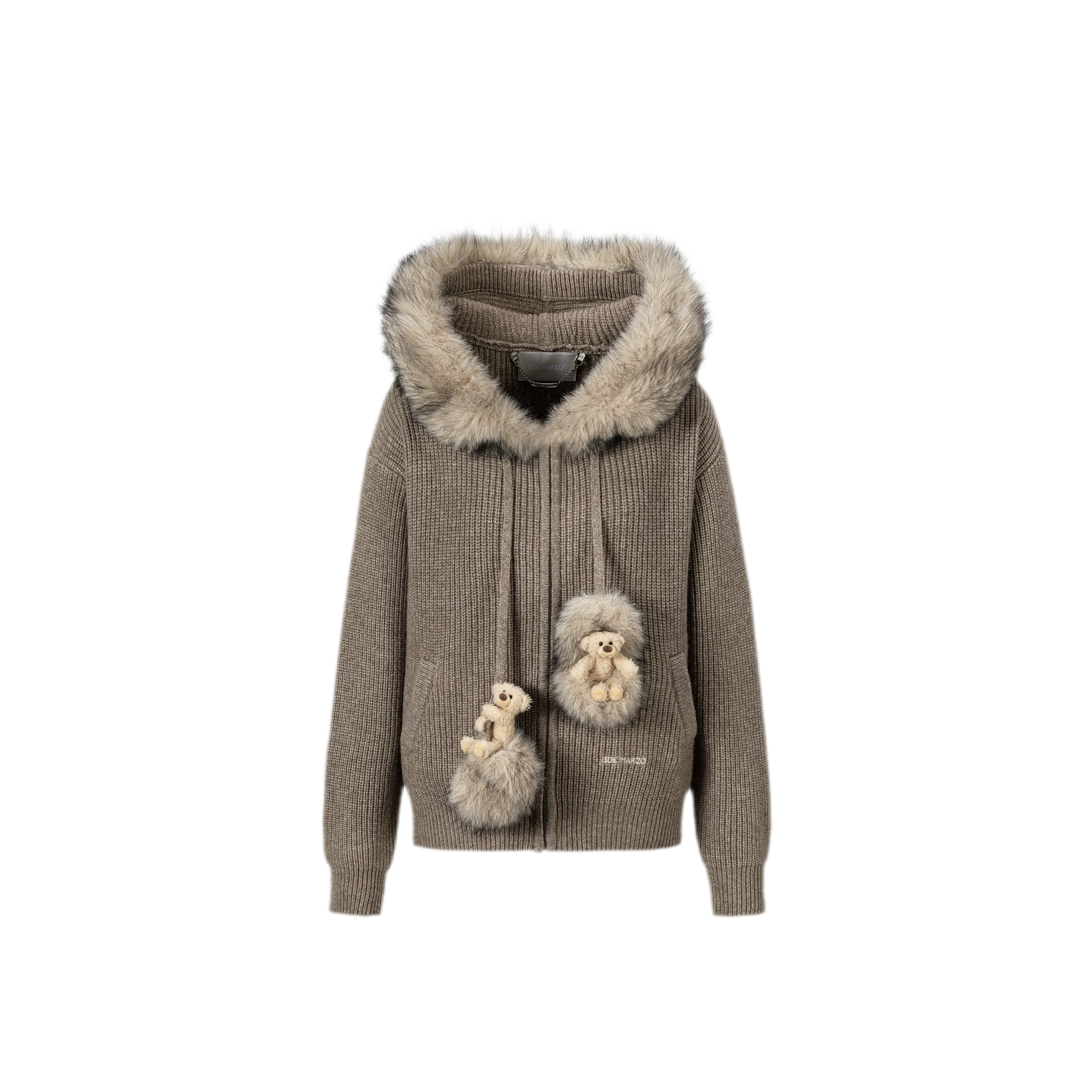 Pom-Pom Hooded Knit Sweater