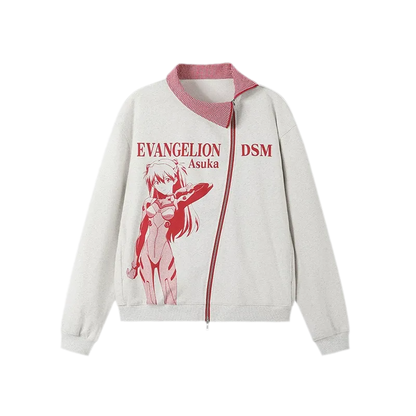 Diagonal Zip Hoodie Cardigan