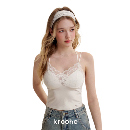 Tencel Lace V-Neck T-Shirt