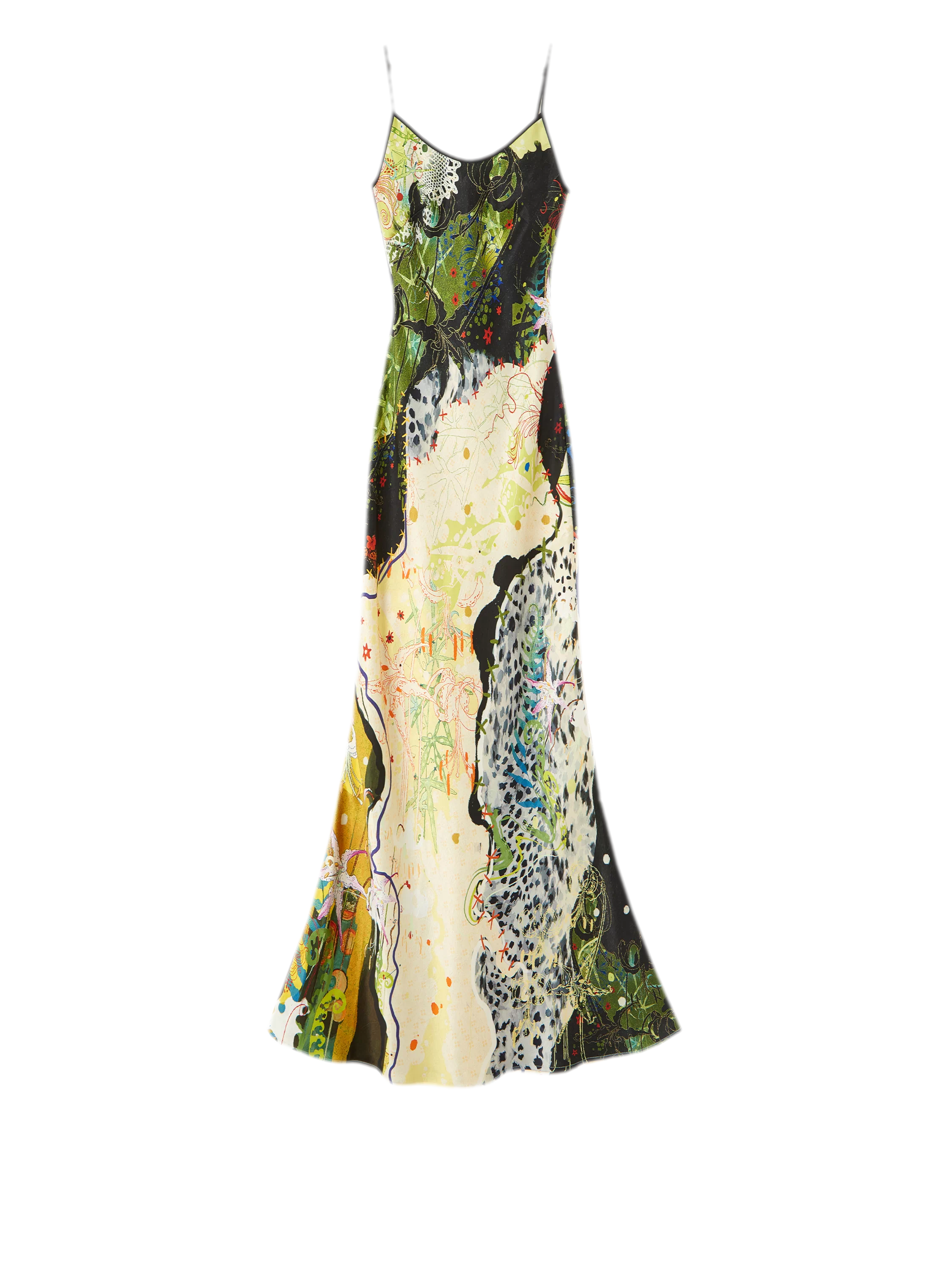 Leopard Stitch Floral Slip Dress