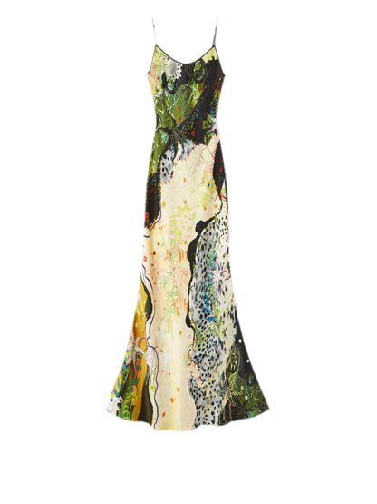 Leopard Stitch Floral Slip Dress