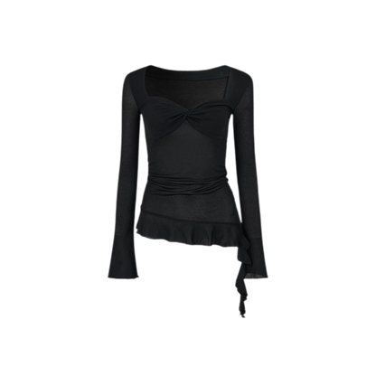 Twist Peplum Long Sleeve Top
