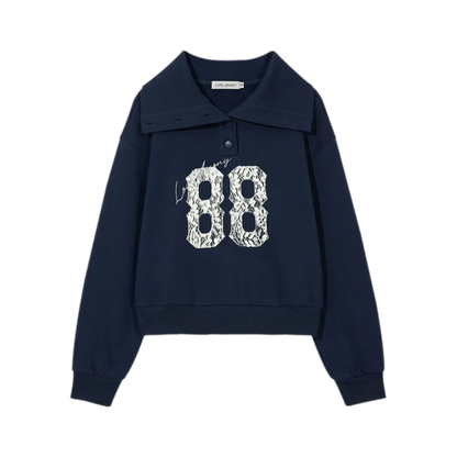 Lace Appliqué Cropped Sweatshirt