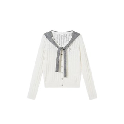 Textured Openwork Knit Cardigan
