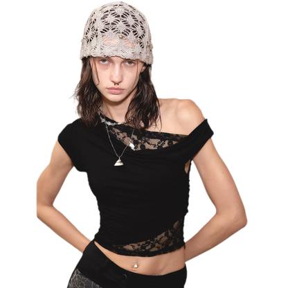 Lace Shoulder Trim Tee