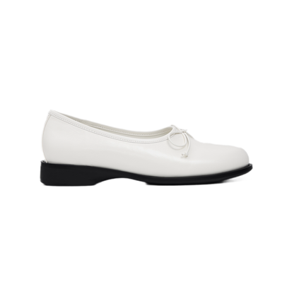 Oiled Leather Bow Ballet Flats