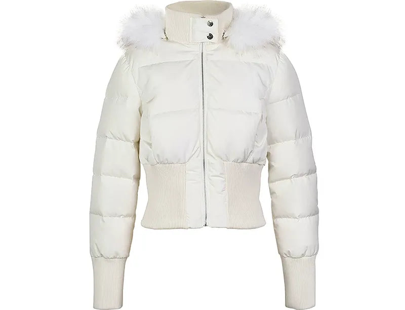 Cropped Faux Fur Down Jacket