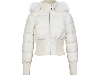 Cropped Faux Fur Down Jacket