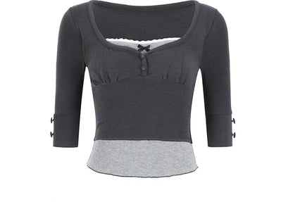 Lace Faux Two-Piece Tee