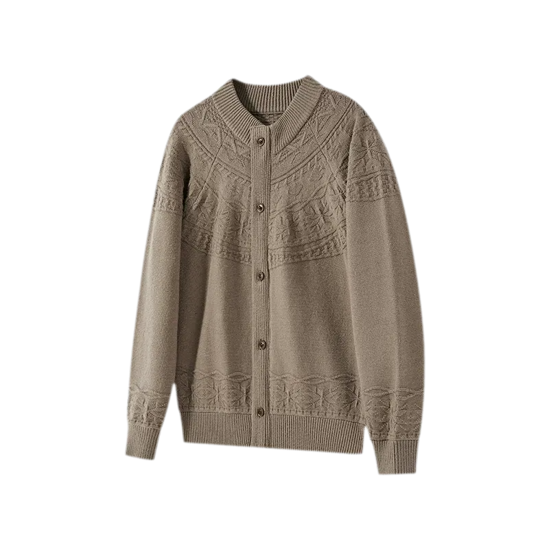 Jacquard Knit Zip Cardigan