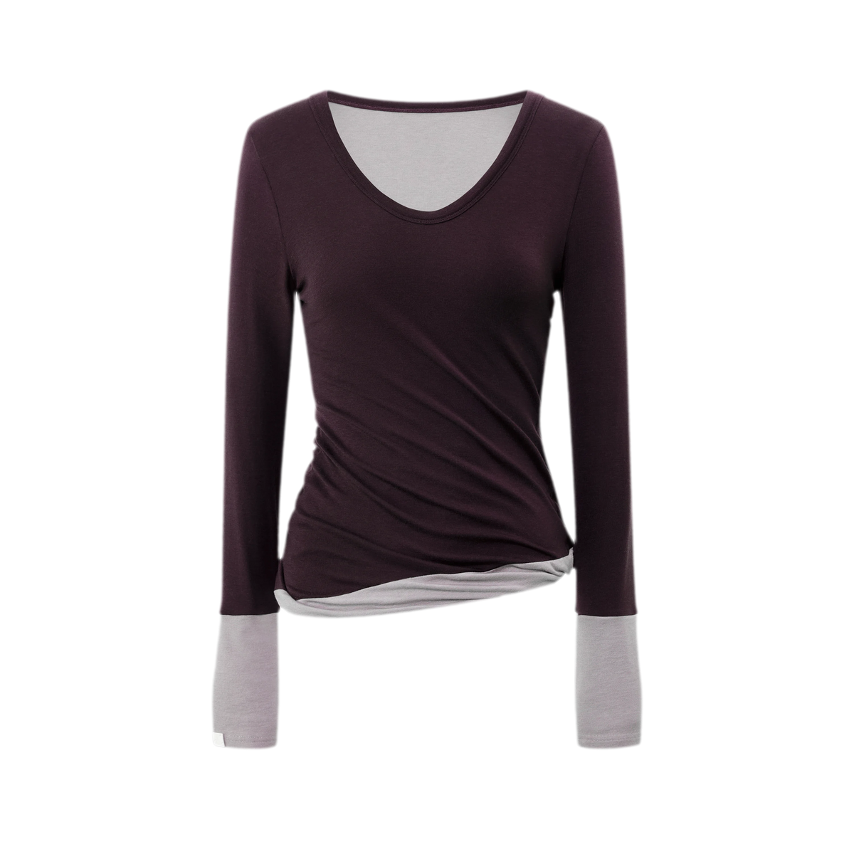 Woll-T-Shirt mit verdrehtem Color-Blocking