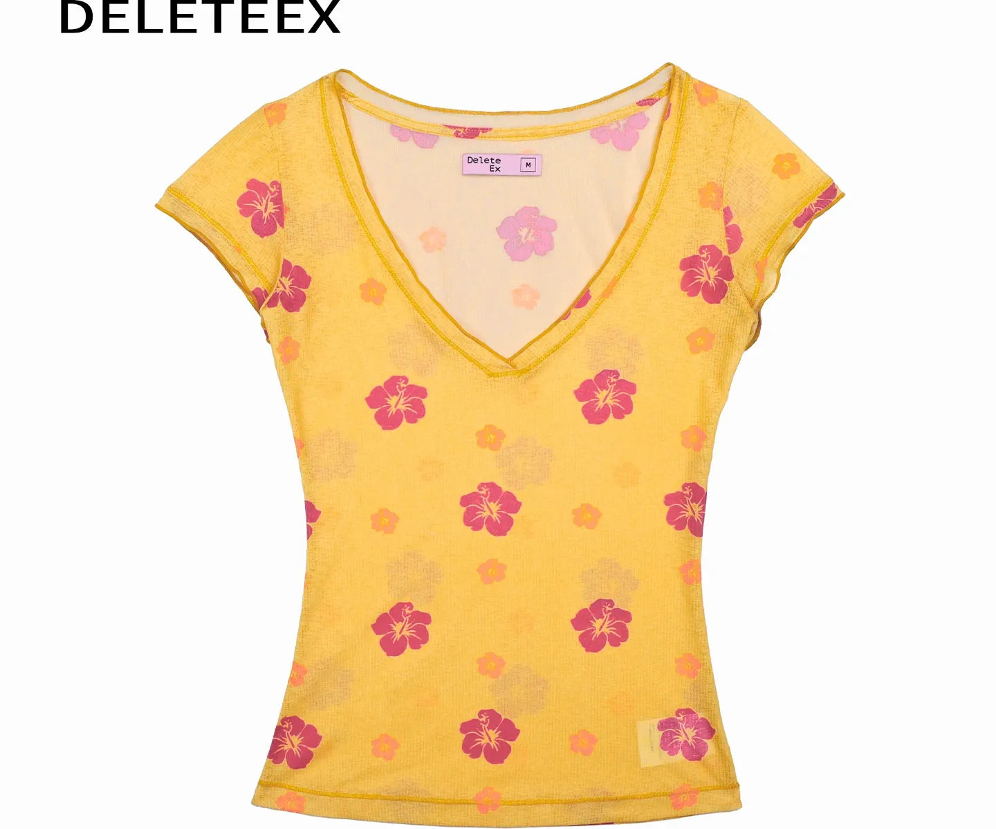Floral V-Neck Fitted Tee