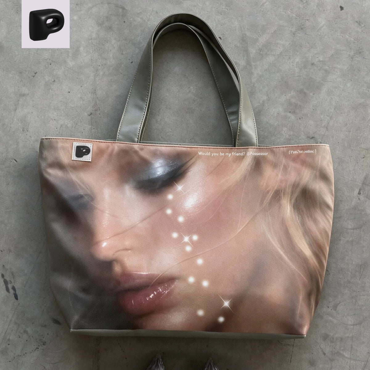 Distressed PU Oversized Tote Bag