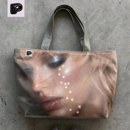 Distressed PU Oversized Tote Bag