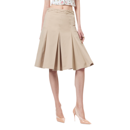 Low Waist Pleated A-Line Skirt