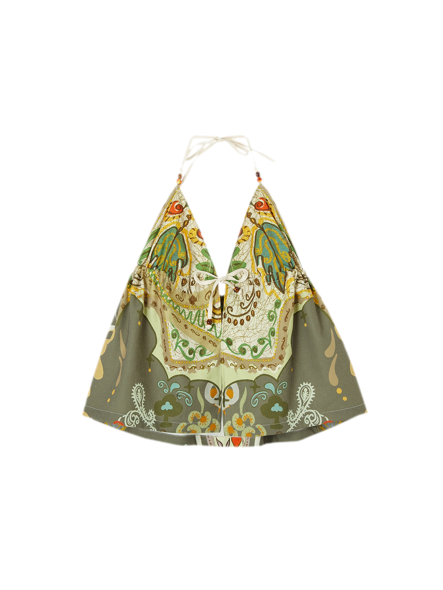 She Island Bohemian Halter Tie-Back Printed Crop Top