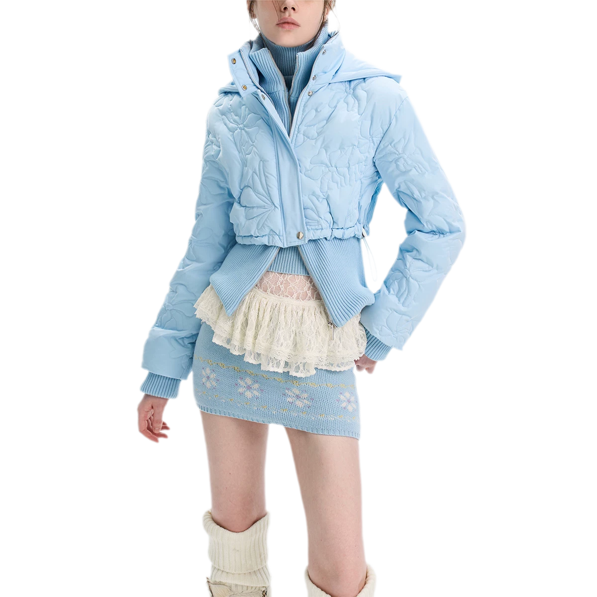 Quilted Cropped Hooded Down Jacket