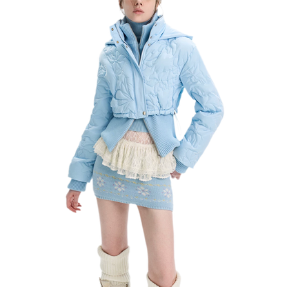 Quilted Cropped Hooded Down Jacket