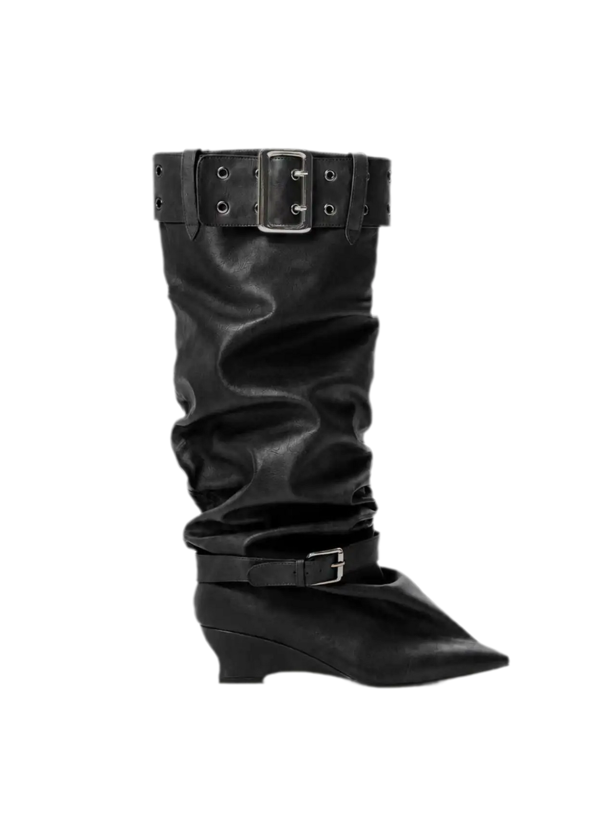 Pointed Slouchy Knee-High Boots