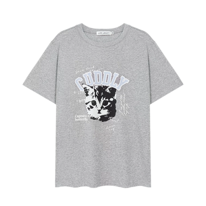 Cat Print Relaxed T-Shirt