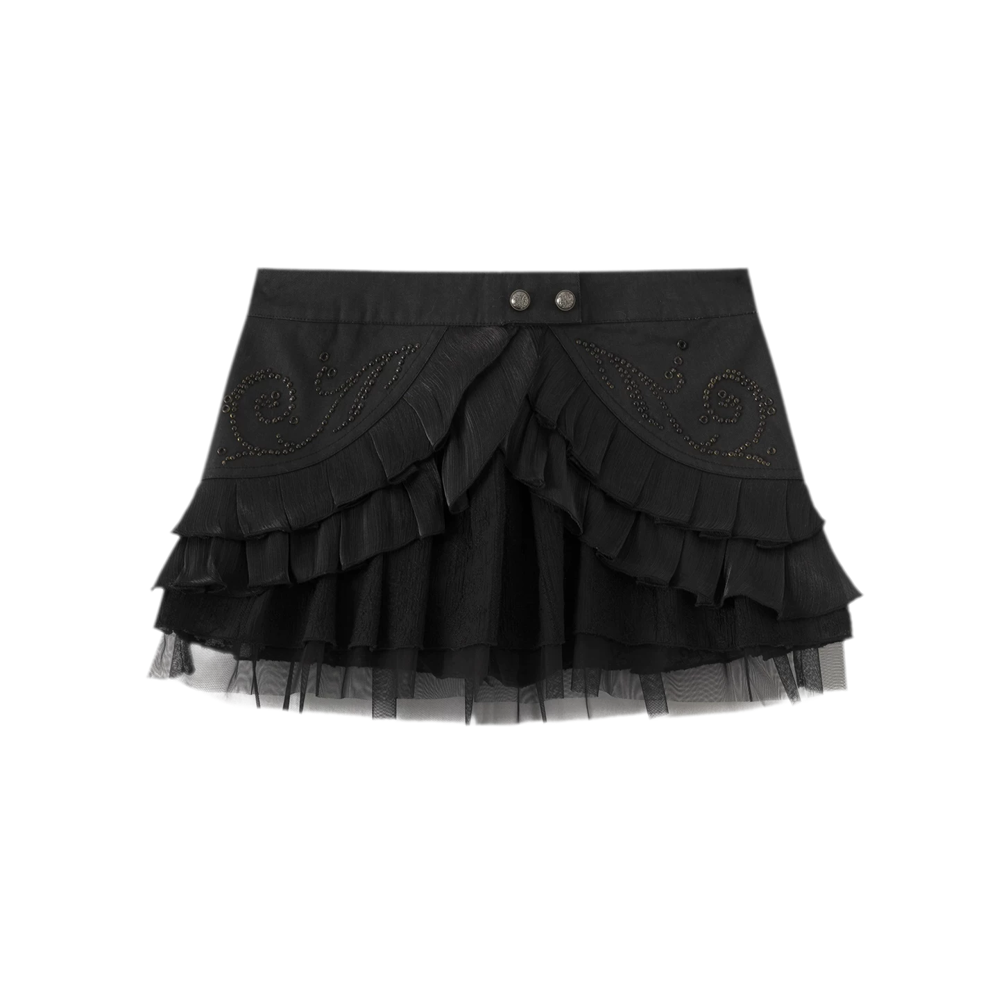 Studded Tiered Mini Skirt