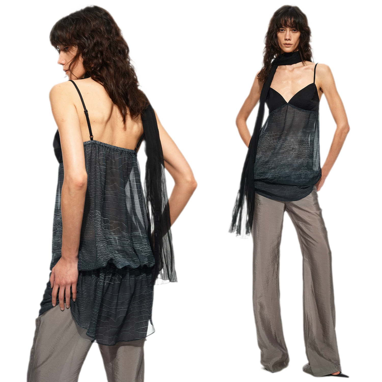 Sheer Satin Snake Camisole