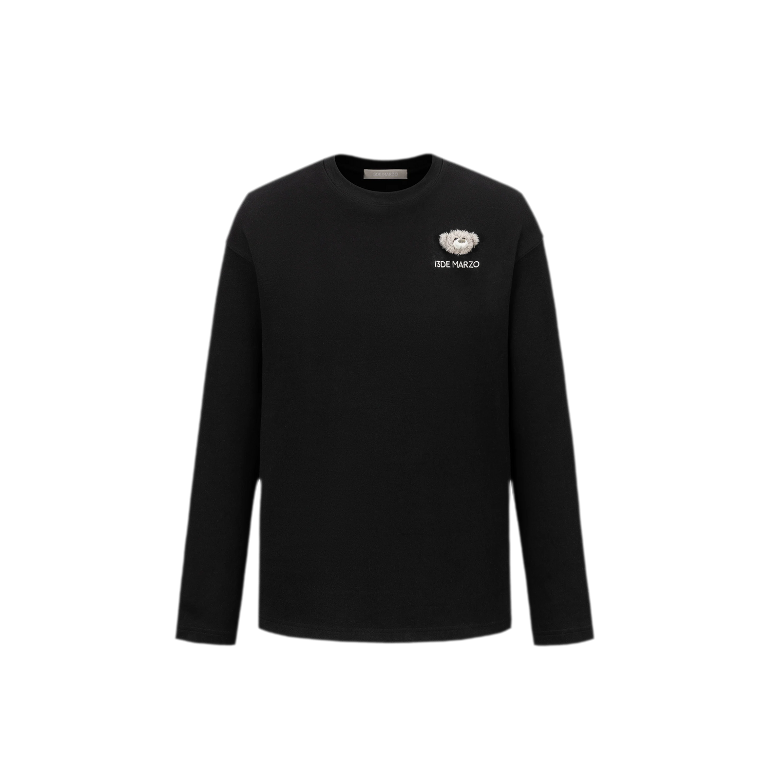 Embroidered Bear Crewneck T-Shirt