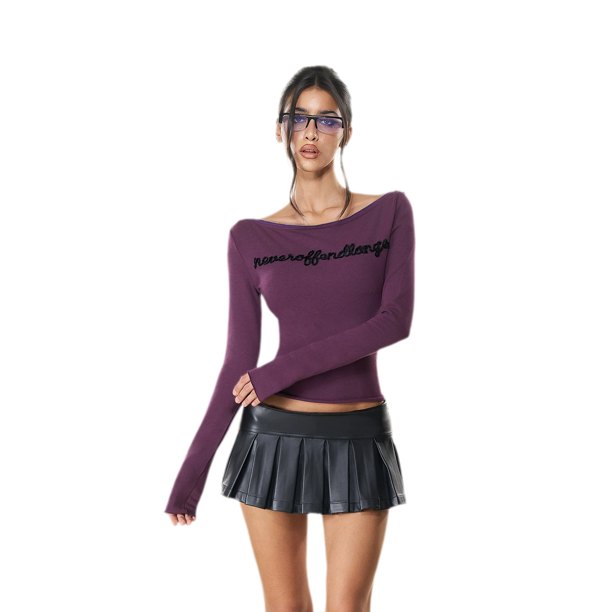 Áo cổ lệch vai thêu