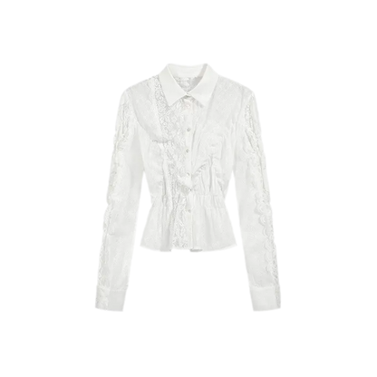Lace Shirred Peplum Blouse
