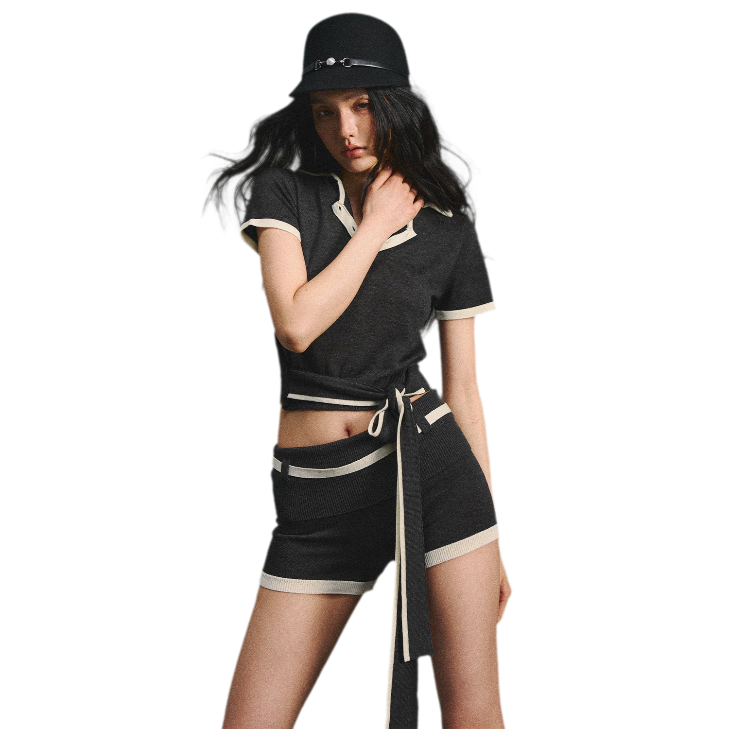 Lyocell Breathable Polo Collar T-Shirt &amp; Contrast Cuff
