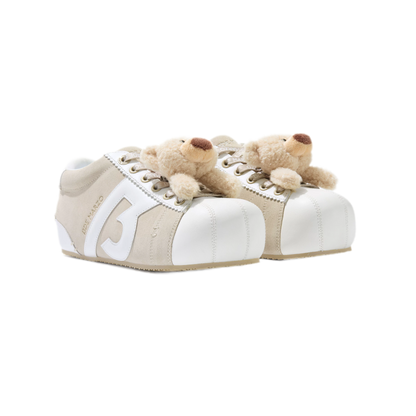Sneakers basse chunky in suede con orso