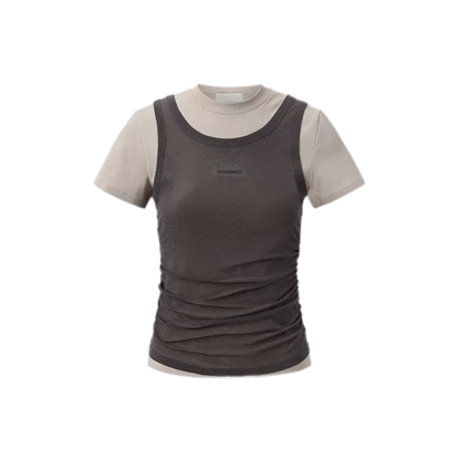 Layered Ruched Cropped T-Shirt