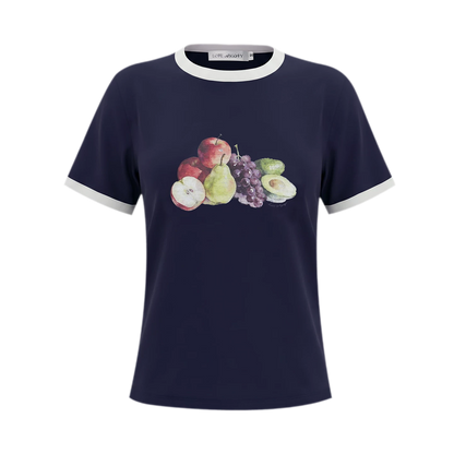 Rhinestone Fruit Print Tee