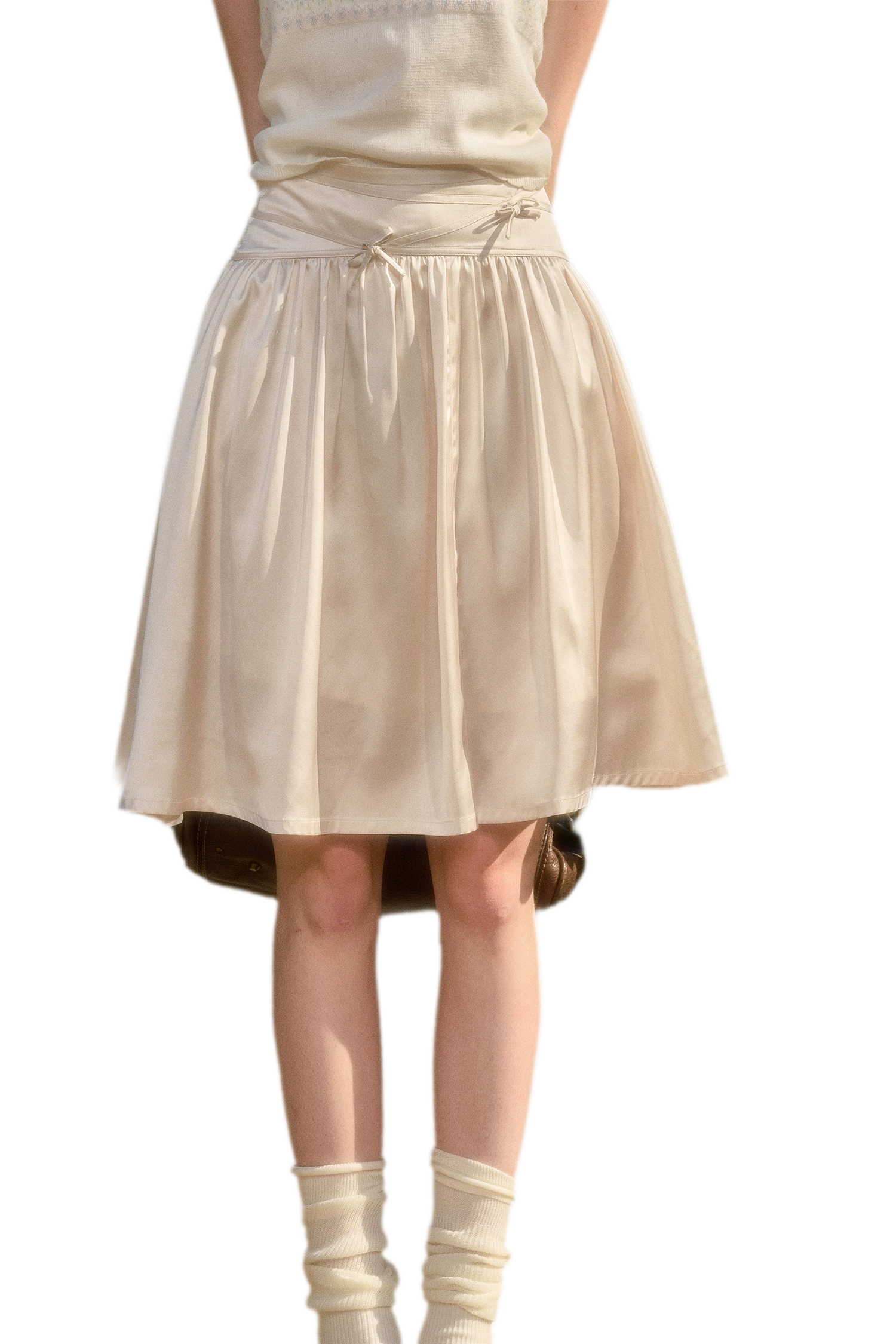 Satin Bow A-Line Skirt