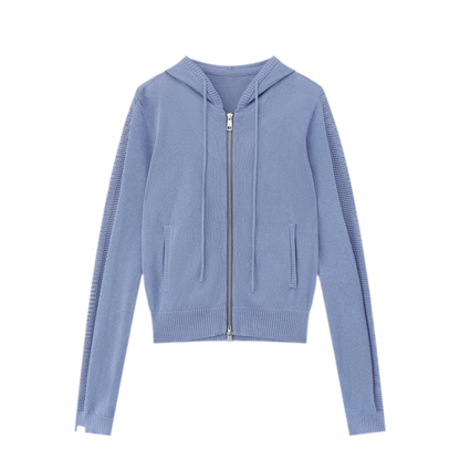 Viscose Honeycomb Hooded Cardigan