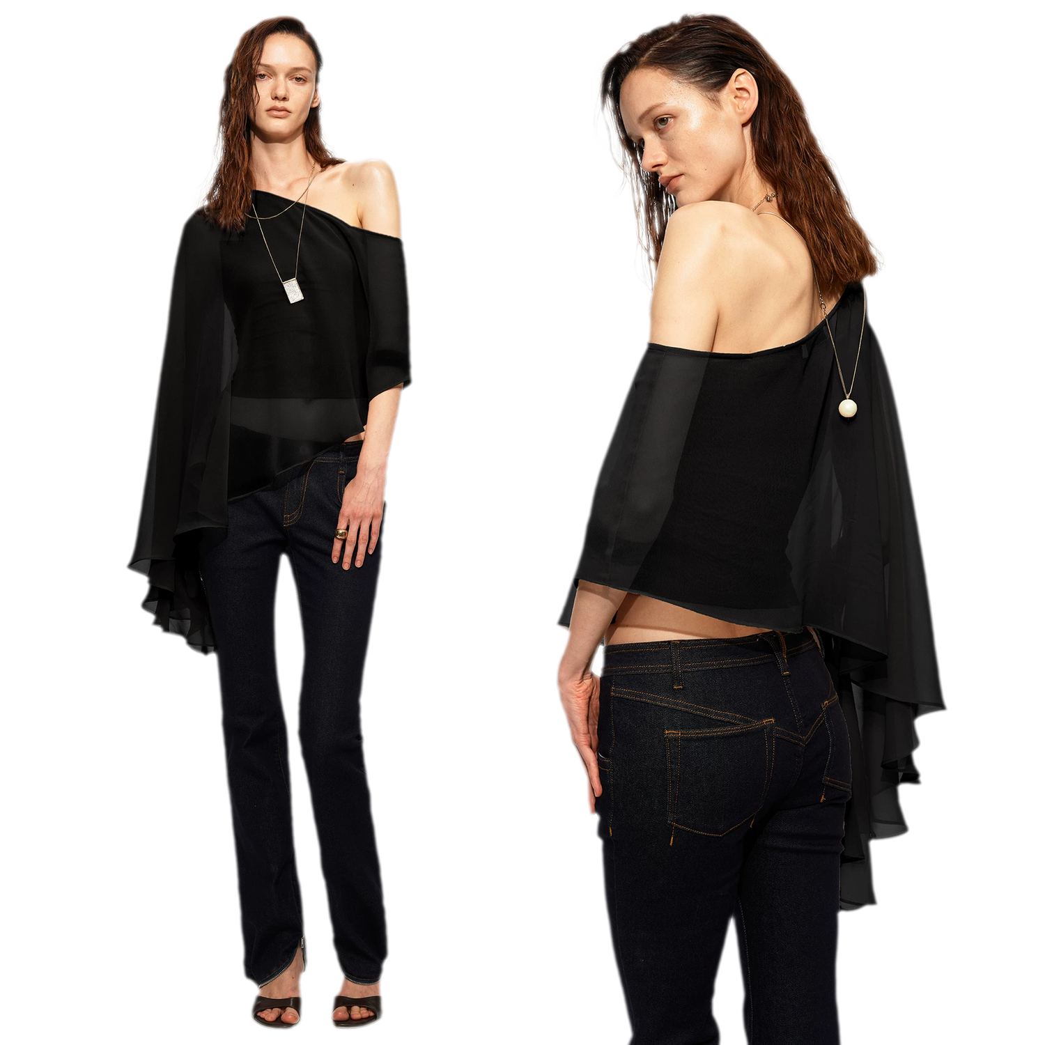 Matte Chiffon Cape Top